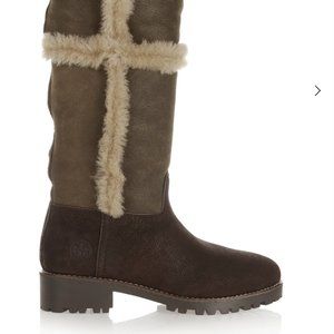 Talouse textured-leather and shearling knee boot